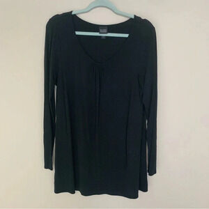 Eileen Fisher Silk Black  Long Sleeve Scoop Neck Tunic Top L